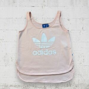 Adidas Women's Pink Waffle Knit Trefoil Logo Tank Top Size S
